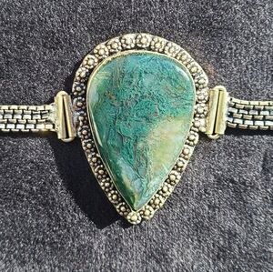 Sterling Silver Moss Agate Vintage Bracelet